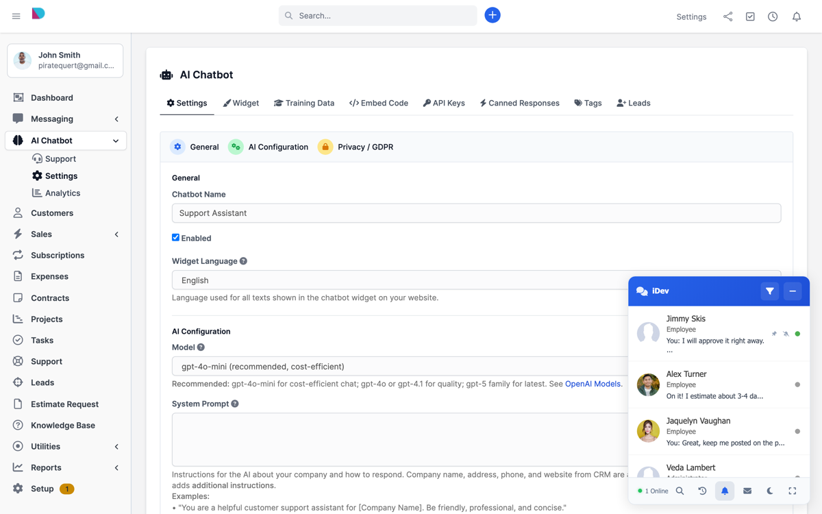Perfex CRM Chat