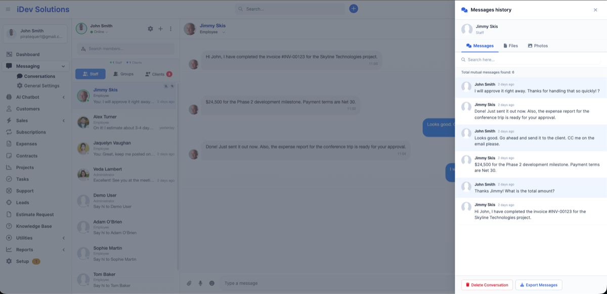 Perfex CRM Chat